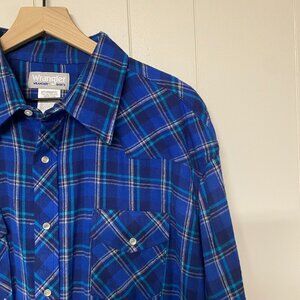 Vintage 90's Wrangler Wrancher Men's Long Sleeve Flannel, Pearl Snaps, 2XL